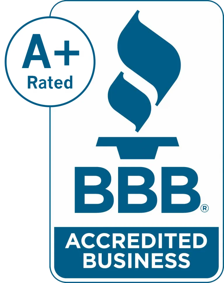 Logo of BBB Accredited Business with Helpful Home Buyers A+ Rating.