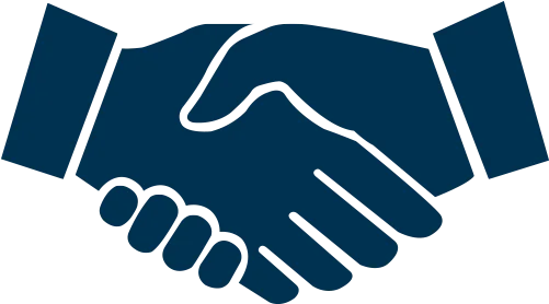 handshake Icon navy blue icon of shaking hands in agreement