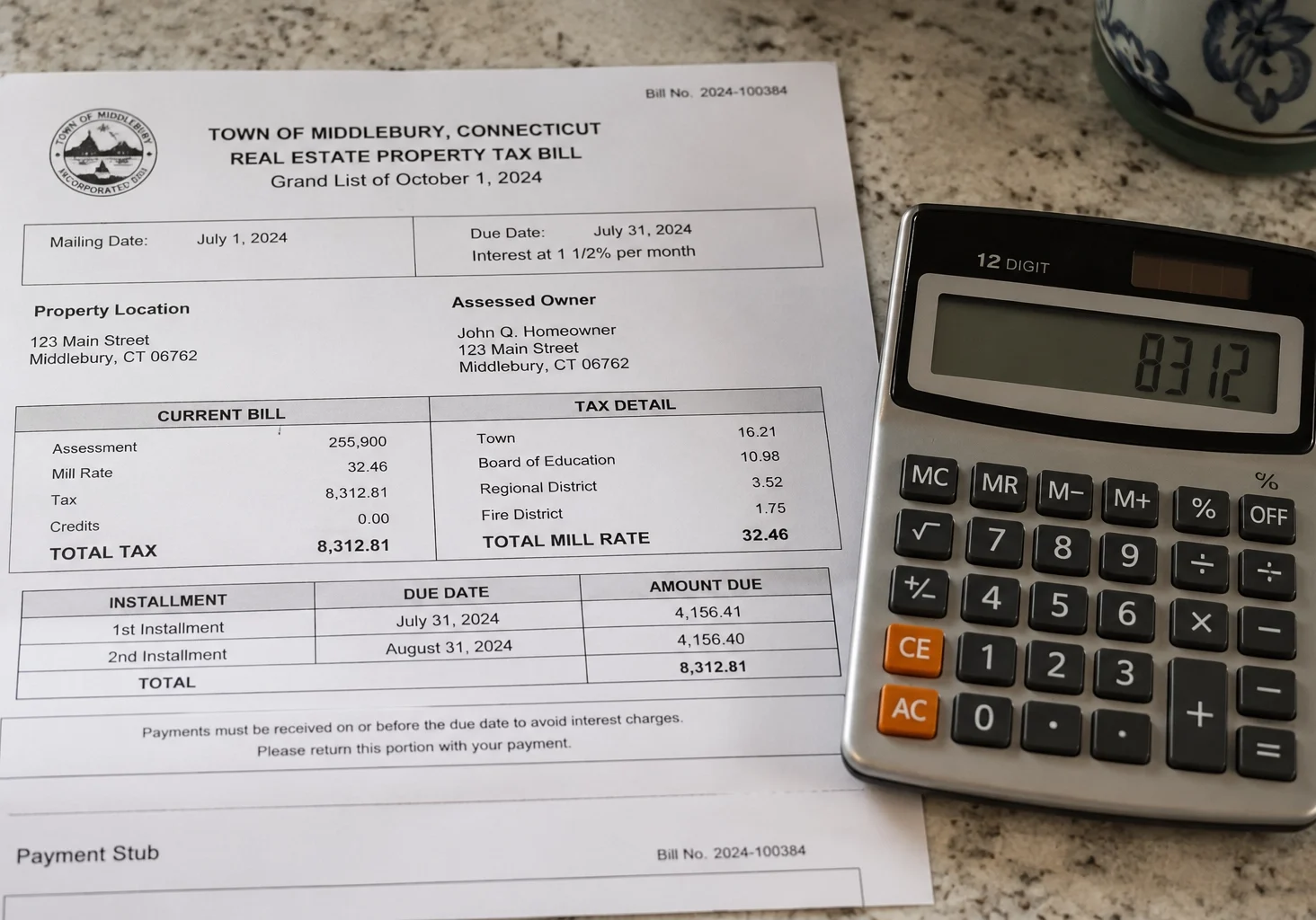 Connecticut property tax burden on vacant inherited home — carrying cost math for out-of-state heirs